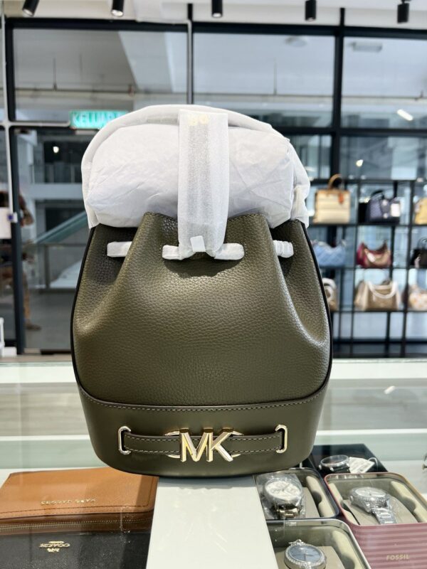 Michael Kors Reed Medium Pebbled Leather Bucket Bag (olive) - Image 5