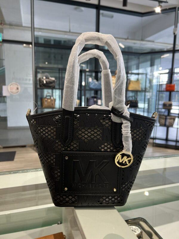 Michael Kors Kimber Small 2 In 1 Perforated Leather Tote Bag (black) - Image 6