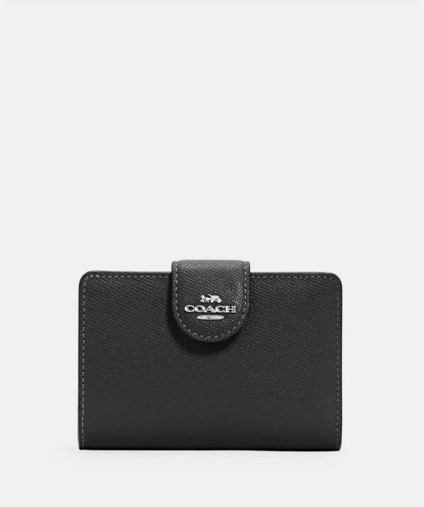 Coach Medium Corner Zip Wallet With Signature (silver/black)