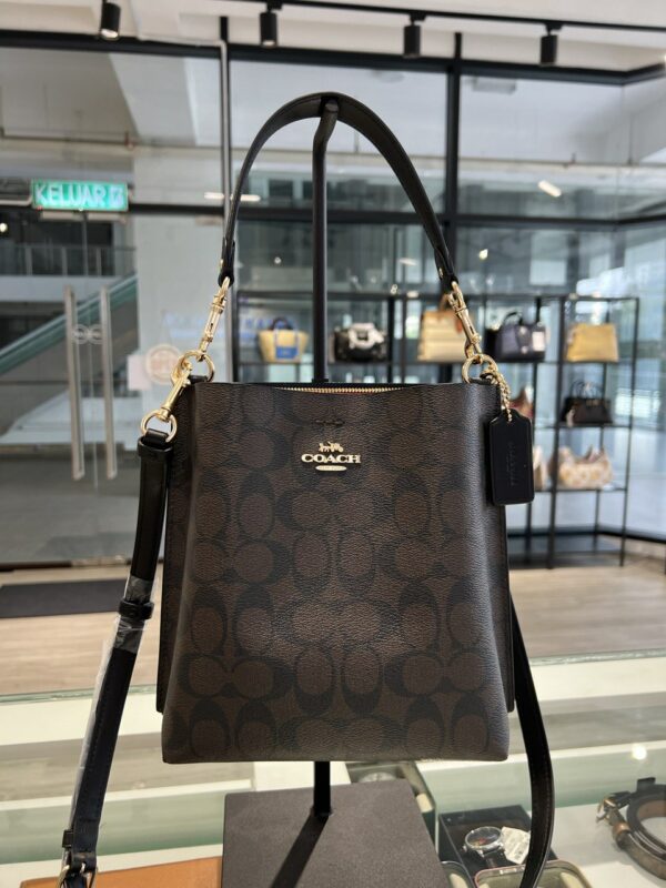 Coach Mollie Bucket Bag 22 In Signature (Brown Black) - Image 6
