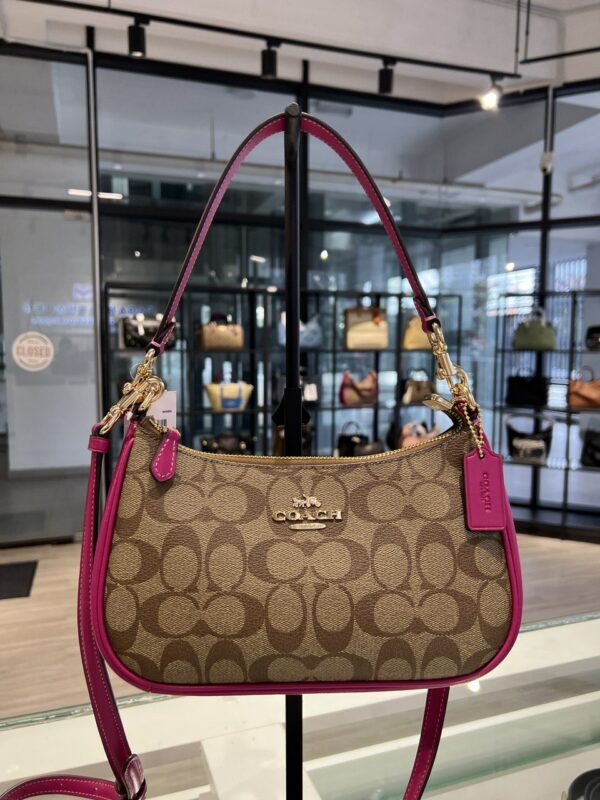 Coach Teri Shoulder Bag In Signature Canvas (im/khaki/cerise) - Image 5