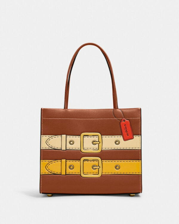 Coach Cashin Carry Tote 22 With Trompe Loeil Print (1941 Saddle Multi) Boutique Transfer Comes With Dustbag,paperbag And Box