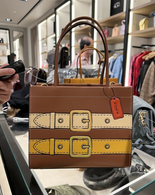 Coach Cashin Carry Tote 22 With Trompe Loeil Print (1941 Saddle Multi) Boutique Transfer Comes With Dustbag,paperbag And Box - Image 6