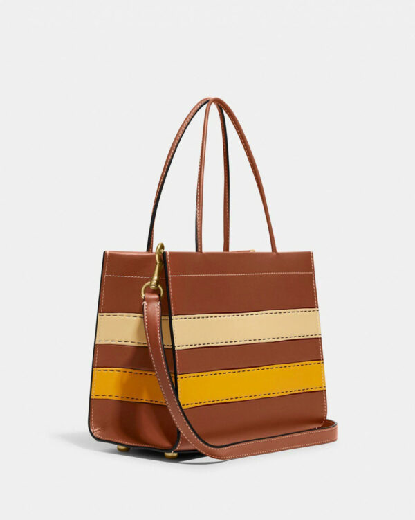 Coach Cashin Carry Tote 22 With Trompe Loeil Print (1941 Saddle Multi) Boutique Transfer Comes With Dustbag,paperbag And Box - Image 4
