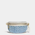 Coach Chain Women Belt Bag In Signature Chambray With Quilting (brass/light Washed Denim Chalk) - Boutique Transfer