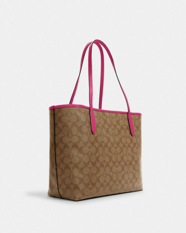 Coach City Tote In Signature Canvas (Cerise) - Image 2