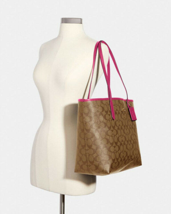 Coach City Tote In Signature Canvas (Cerise) - Image 4