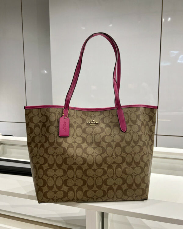Coach City Tote In Signature Canvas (Cerise) - Image 3