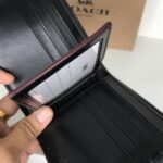COACH COMPACT ID WALLET IN SIGNATURE BLACK BLACK OXBLOOD