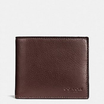 Coach Compact Id Wallet 3 in 1 In Sport Calf Leather (Mahogany Brown)