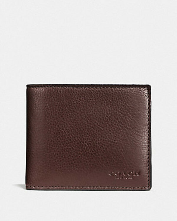 Coach Compact Id Wallet 3 in 1 In Sport Calf Leather (Mahogany)