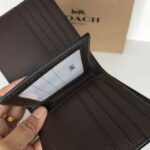 COACH COMPACT ID WALLET IN SPORT CALF LEATHER (MAHOGANY)