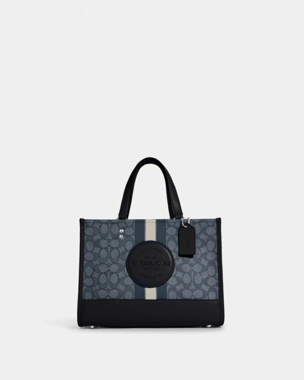 Coach Dempsey Carryall In Signature Jacquard With Stripe And Coach Patch (sv/denim/midnight Navy)