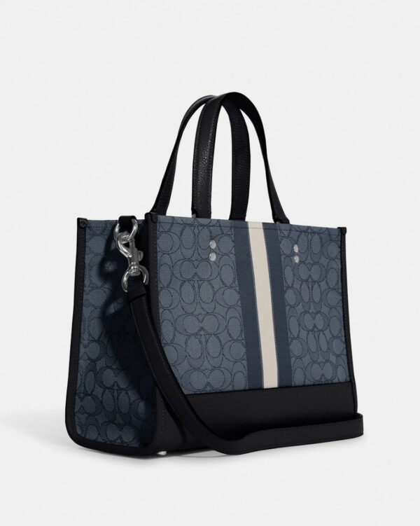 Coach Dempsey Carryall In Signature Jacquard With Stripe And Coach Patch (sv/denim/midnight Navy) - Image 4