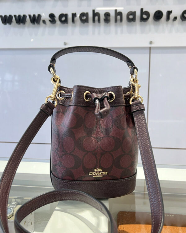Coach Dempsey Drawstring Bucket Bag 15 In Signature Canvas (gold/oxblood Multi) - Image 2