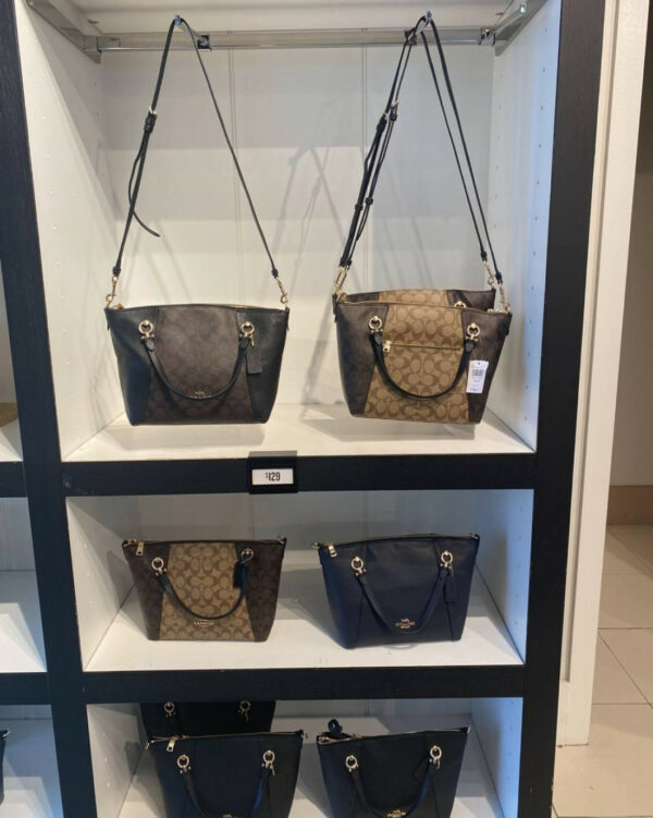 Coach Kacey Satchel In Blocked Signature Canvas (im/brown Black) - Image 2