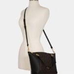 COACH KACEY SATCHEL IN BLOCKED SIGNATURE CANVAS (IM:BROWN BLACK)