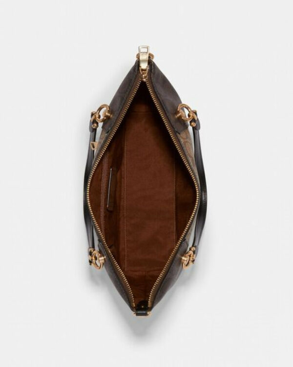 Coach Kacey Satchel In Blocked Signature Canvas (im/brown Black) - Image 5