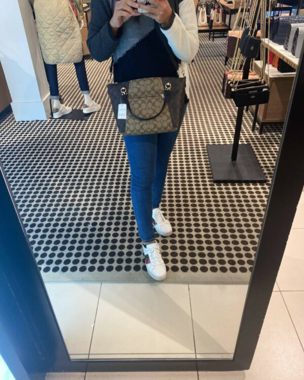 Coach Kacey Satchel In Blocked Signature Canvas (im/brown Black) - Image 3