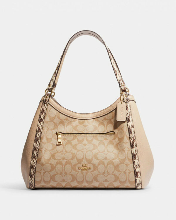 Coach Kristy Shoulder Bag In Color Block Signature (im/khaki Ivory)