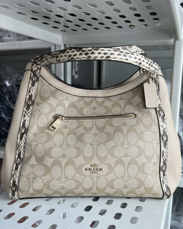 Coach Kristy Shoulder Bag In Color Block Signature (im/khaki Ivory) - Image 5
