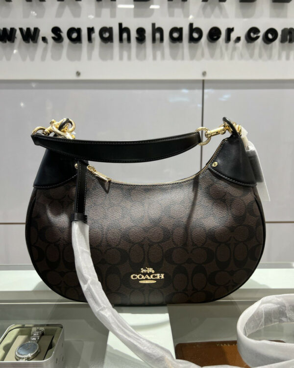 Coach Mara Hobo In Signature RSKF (Brown/Black) - Image 3