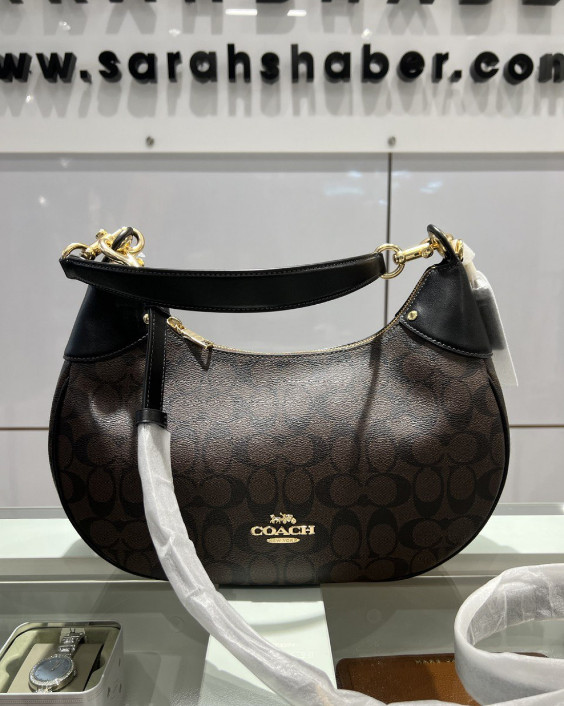 Coach Mara Signature Hobo Bag Brown/Black – Balilene