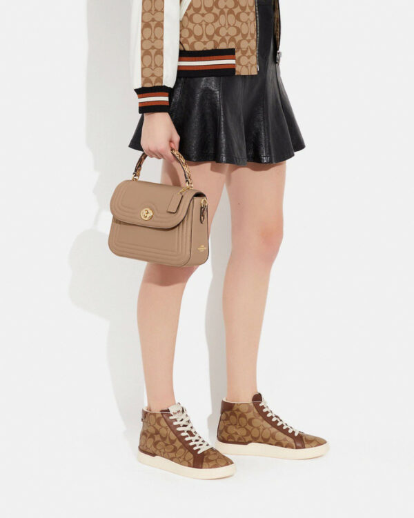 Coach Marlie Top Handle Satchel With Border Quilting (im/taupe) - Image 4