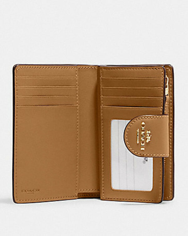 Coach Medium Corner Zip Wallet In Signature Canvas (Khaki Saddle) - Image 2