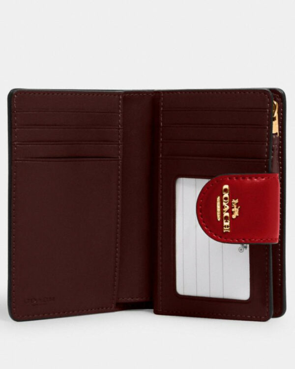 Coach Medium Corner Zip Wallet In Signature Canvas (im/brown Red) - Image 2