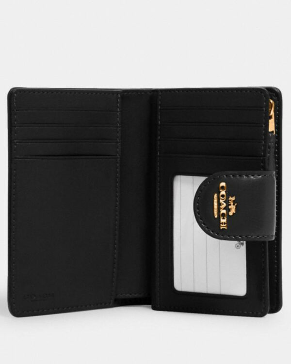 Coach Medium Corner Zip Wallet In Signature Canvas (Khaki Black) - Image 2