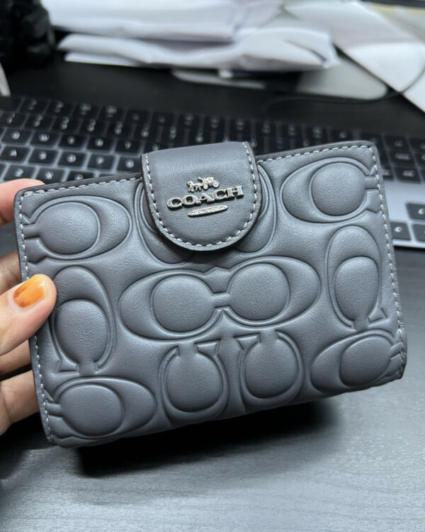 Coach Medium Corner Zip Wallet With Signature (silver/industrial Grey) - Image 4