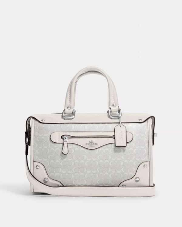Coach Millie Satchel In Colorblock Signature Canvas (silver/chalk/glacier White)