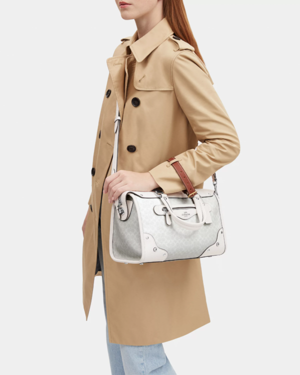 Coach Millie Satchel In Colorblock Signature Canvas (silver/chalk/glacier White) - Image 2