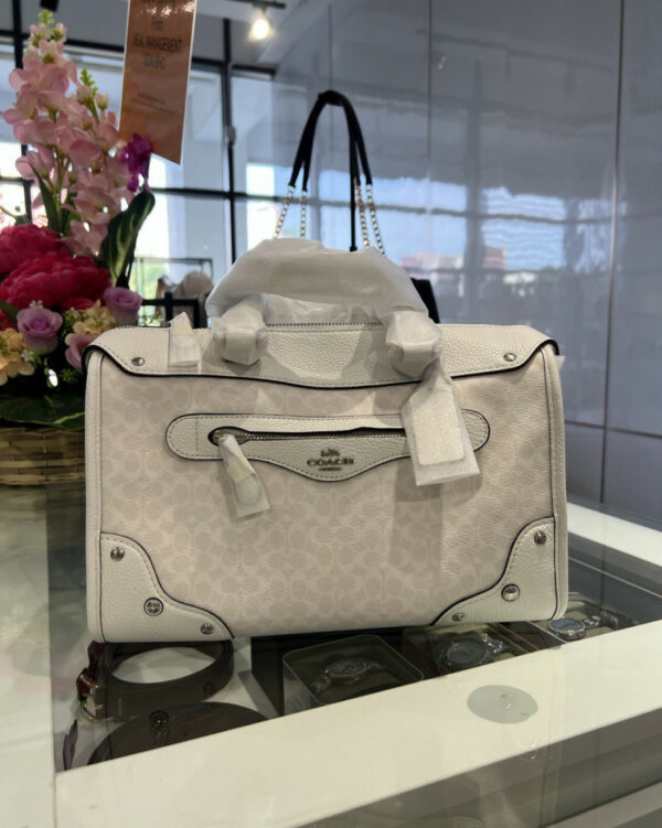 Coach Millie Satchel In Colorblock Signature Canvas (silver/chalk/glacier White) - Image 3