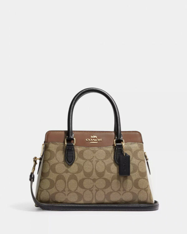 Coach Mini Darcie Carryall In Colorblock Signature Canvas (im/khaki Multi)