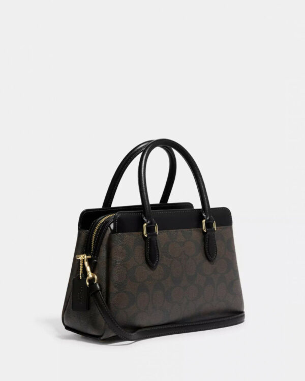 Coach Mini Darcie Carryall In Signature Canvas (Brown Black) - Image 2