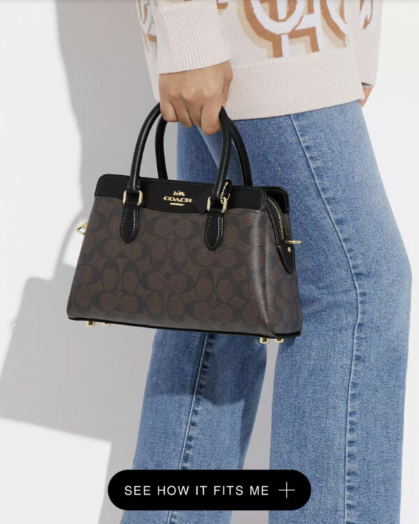 Coach Mini Darcie Carryall In Signature Canvas (Brown Black) - Image 4