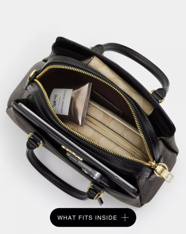 Coach Mini Darcie Carryall In Signature Canvas (Brown Black) - Image 6