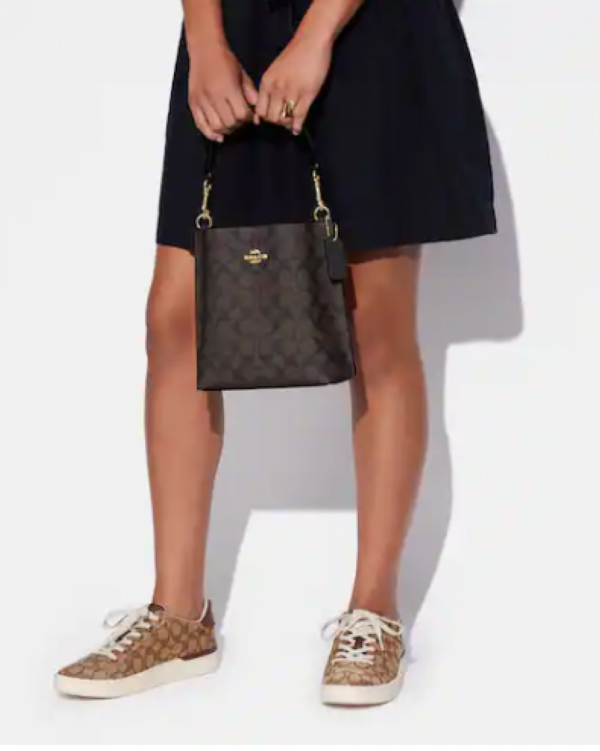 Coach Mollie Bucket Bag 22 In Signature (Brown Black) - Image 5