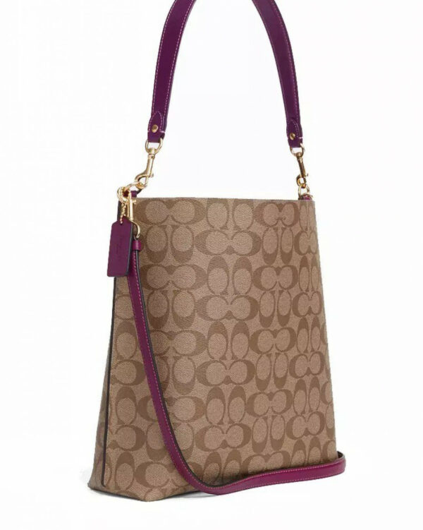 Coach Mollie Bucket Bag In Signature Canvas (gold/khaki/deep Berry) - Image 3