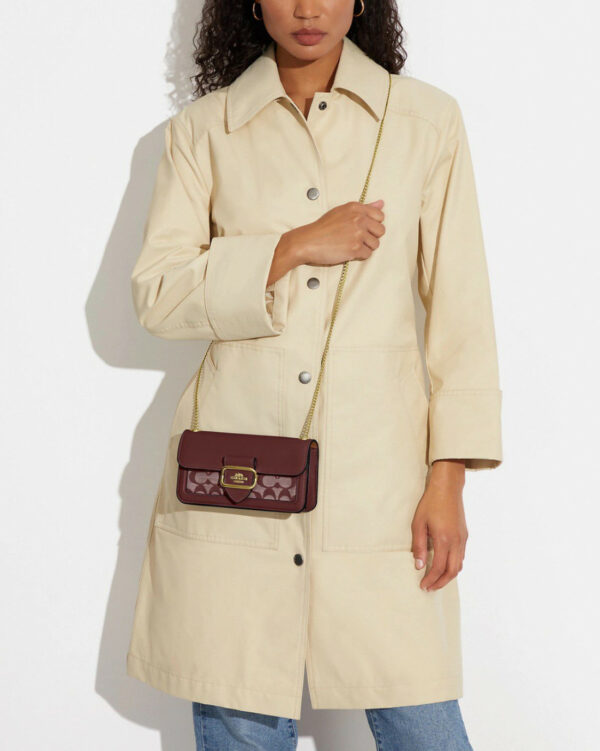 [Clearance] - Coach Morgan Crossbody In Signature Chambray (Wine Multi) - Image 6