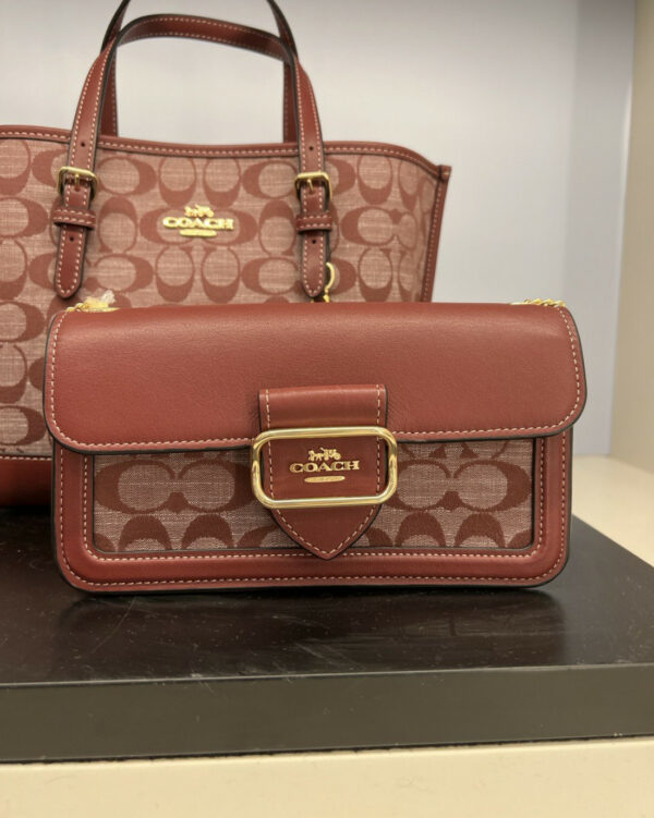 [Clearance] - Coach Morgan Crossbody In Signature Chambray (Wine Multi) - Image 7