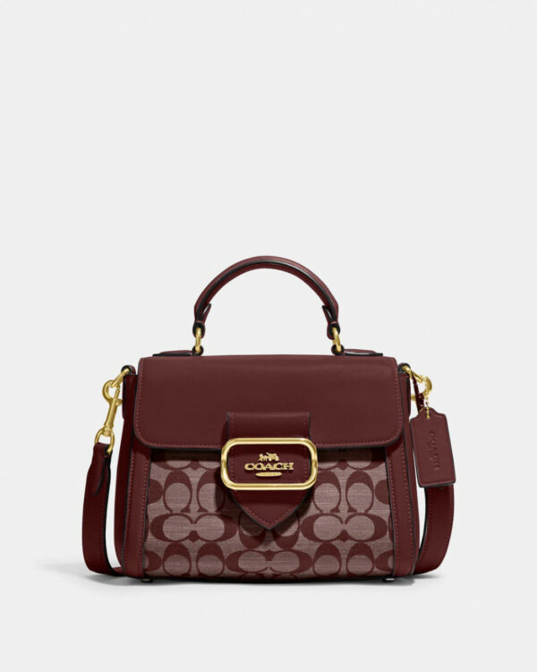 Coach Morgan Top Handle Satchel In Signature Chambray (gold/wine Multi)