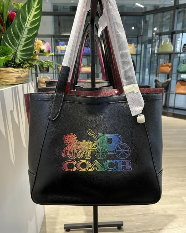 Coach Ombre Embossed Horse And Carriage Tote 27 (Black Multi)