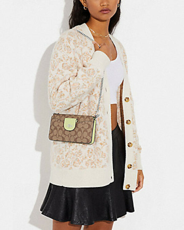 Coach Poppy Crossbody In Colorblock Signature Canvas (silver/khaki/pale Lime) - Image 4