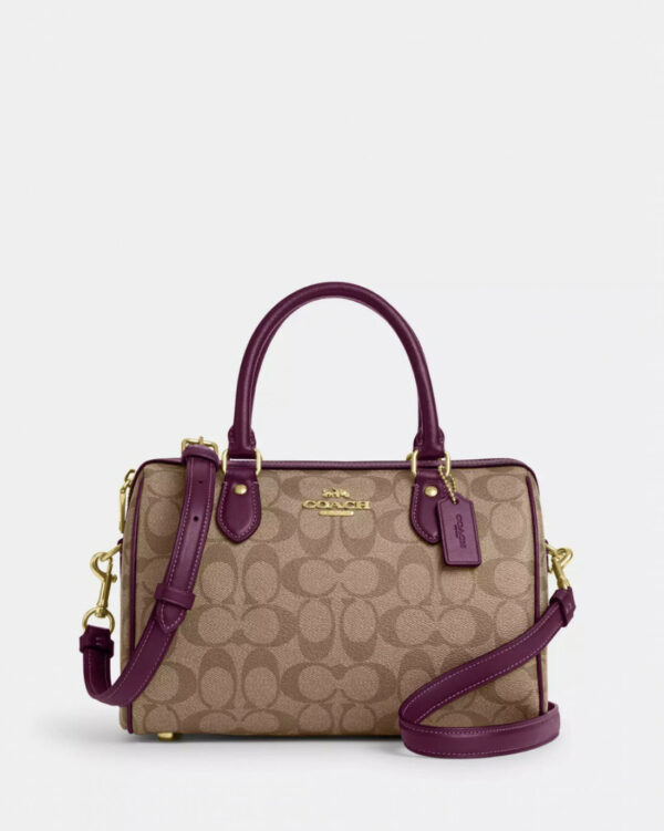 Coach Rowan Satchel In Colorblock (im/khaki/deep Berry)
