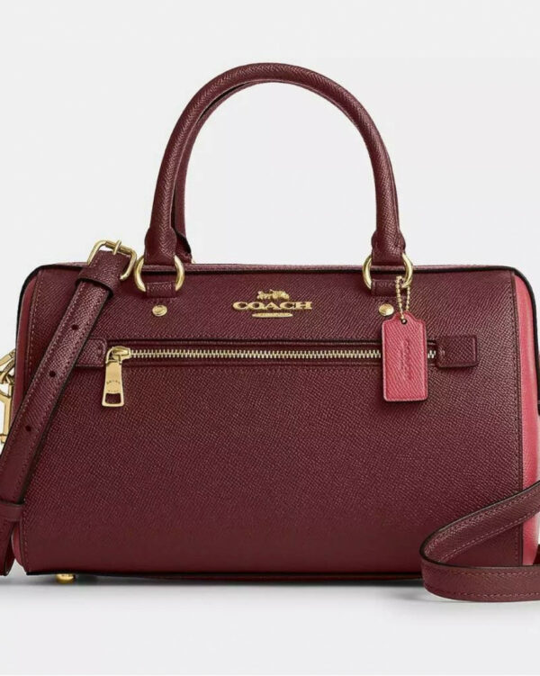 Coach Rowan Satchel In Colorblock (im/oxblood/wine Multi)