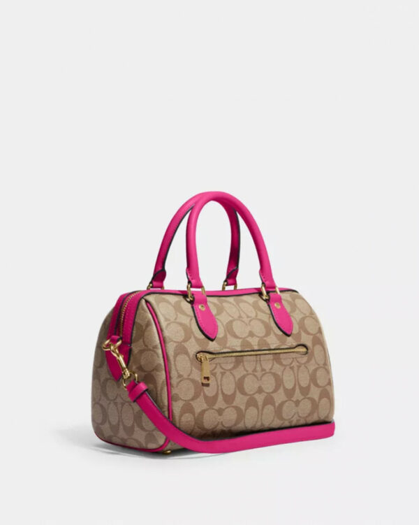 Coach Rowan Satchel In Signature Canvas (im/khaki/cerise) - Image 2