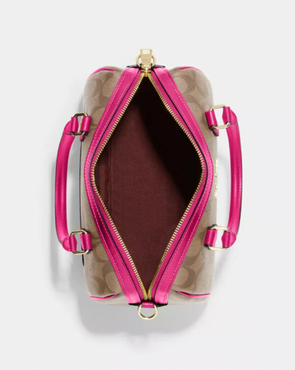 Coach Rowan Satchel In Signature Canvas (im/khaki/cerise) - Image 3